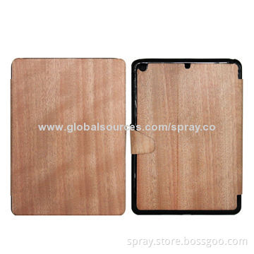 Natural Wooden Cases for iPad Air with Elastic Hand Strap Inside for Holding